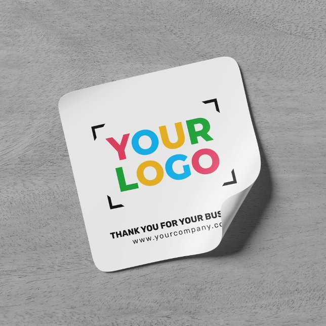 Sticker Carré Votre logo ici Merci Petite entreprise Blanc (Créateur téléchargé)