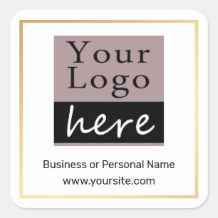 Sticker Carré Votre logo personnalisé Faux Gold Bordure