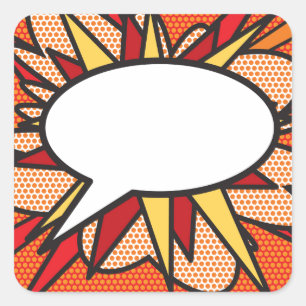 Sticker Carré Votre message bulle de dialogue Fun rétro bande de