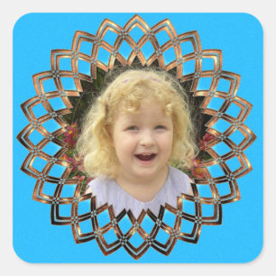 Sticker Carré Votre photo dans un cadre doré