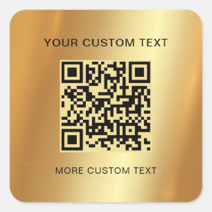 Sticker Carré Votre texte personnalisé Scannable Code QR Glamor 