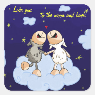 Sticker Carré Vous aimez la lune et la série de dos