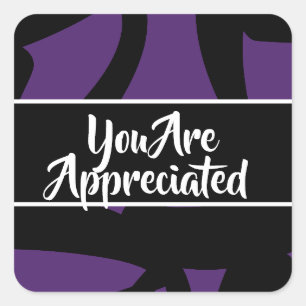 Sticker Carré Vous Êtes Apprécié Merci Noir Violet Moderne