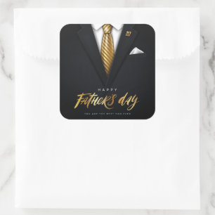 Sticker Carré Vous êtes le meilleur papa jamais Black Gold Fête