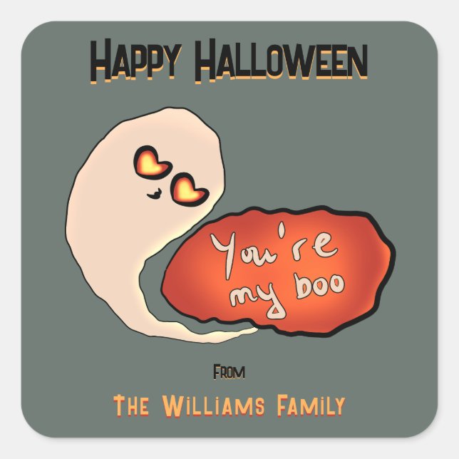 Sticker Carré Vous êtes mon Boo | Cute Halloween (Devant)