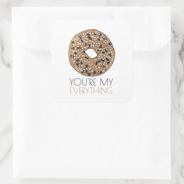 Sticker Carré Vous êtes My Everything Bagel Petit déjeuner Amour (Sac)