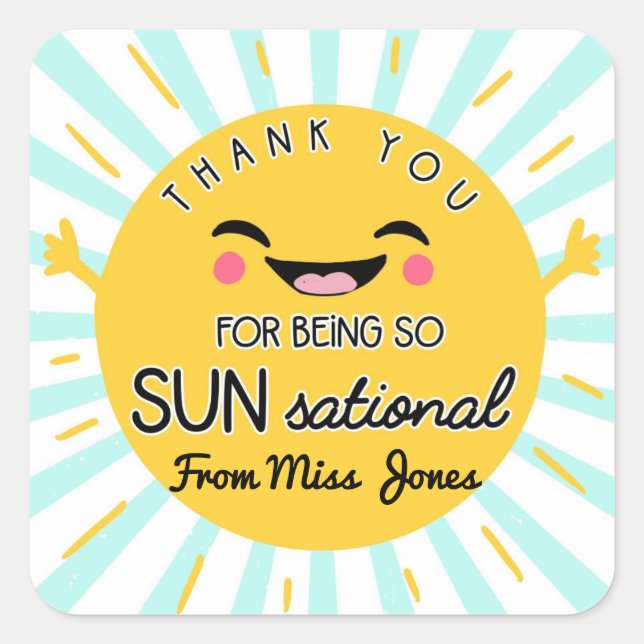 Sticker Carré vous êtes professeur de sensations solaires été à (Devant)