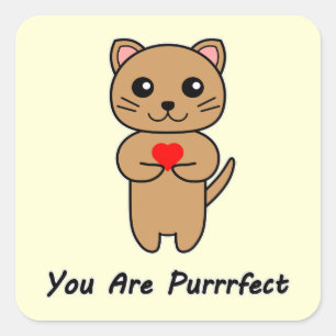 Sticker Carré Vous êtes Purrrfect - Fond jaune