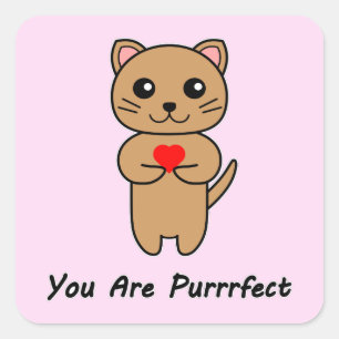 Sticker Carré Vous êtes Purrrfect - Fond rose