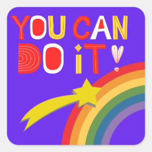 Sticker Carré Vous Pouvez Le Faire Purple Encouragement