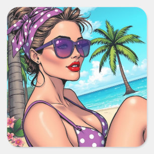 Sticker Carré Vous souhaiter un bel été Salut