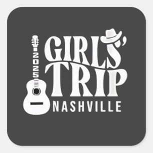 Sticker Carré Voyage à Nashville pour filles 2025 Vacances d'été