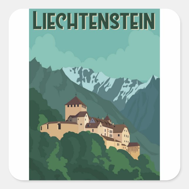 Sticker Carré Voyage au Liechtenstein (Devant)