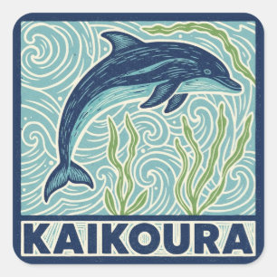 Sticker Carré Voyage Dauphins Kaikoura Nouvelle-Zélande