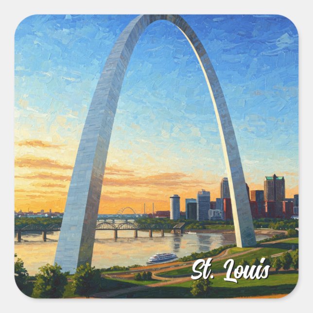 Sticker Carré Voyage de St Louis Gateway Arch (Devant)