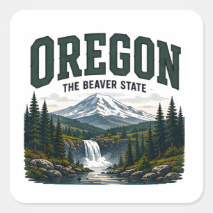 Sticker Carré Voyage Sauvage dans l'Oregon Pacifique