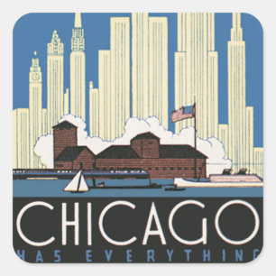 Sticker Carré Voyage sur mesure Chicago Illinois Gratte-ciel Hor