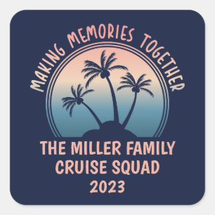 Sticker Carré Voyage sur mesure en famille Summer Beach