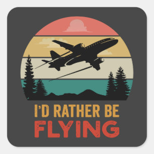 Sticker Carré Voyager Aventure Avion Lover