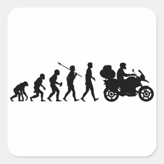 Sticker Carré Voyageur de moto (Devant)