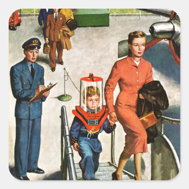 Sticker Carré Voyageur spatial (Devant)