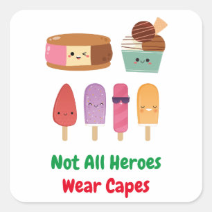 Sticker Carré Vrais Héros : Ligue Des Crèmes Glacées