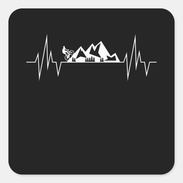 Sticker Carré VTT Heartbeat Line MTB Cadeau (Devant)