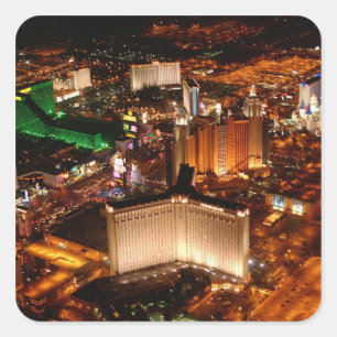 Sticker Carré Vue aérienne de Las Vegas depuis un blimp