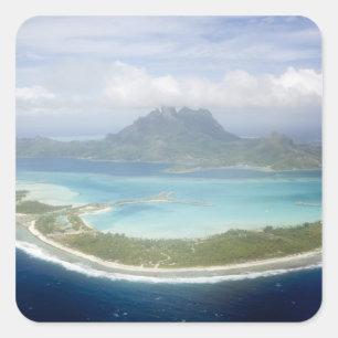 Sticker Carré Vue aérienne d'un petit avion de ligne de Bora