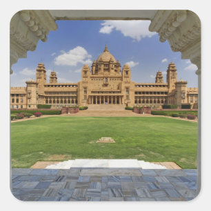 Sticker Carré Vue arrière de l'hôtel Umaid Bhawan Palace, Jodjpu