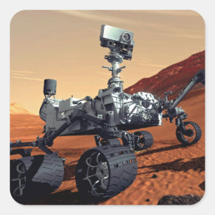 Sticker Carré Vue d'artiste du rover de la NASA Mars Curiosity