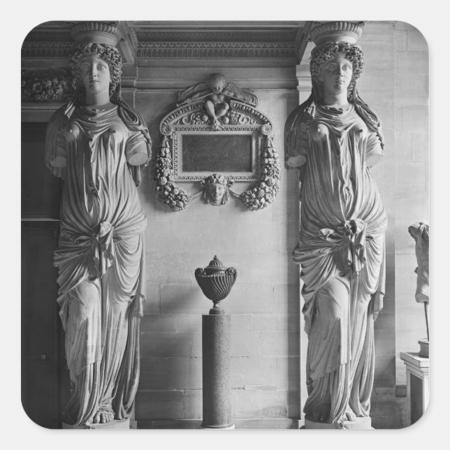 Sticker Carré Vue de deux caryatides des Caryatides (Devant)