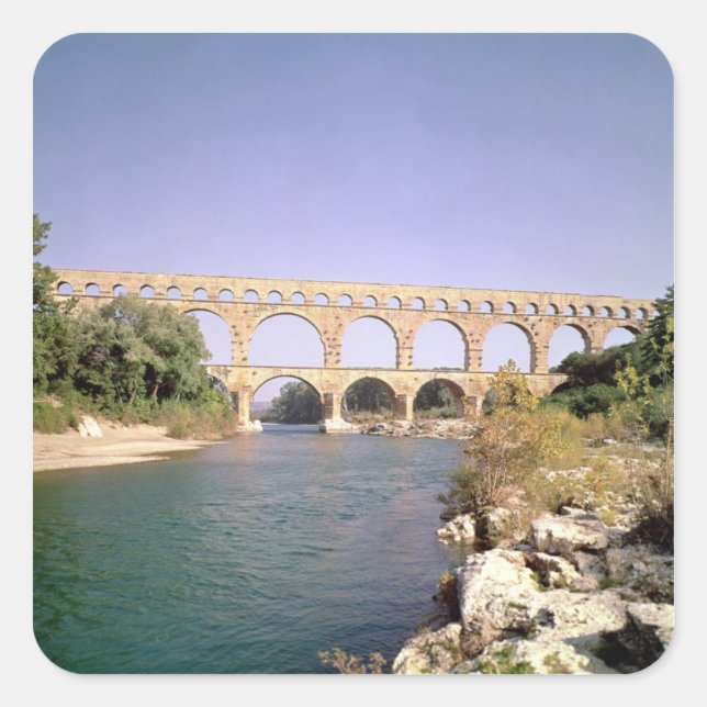 Sticker Carré Vue de l'aqueduc, construit c.19 av. (Devant)