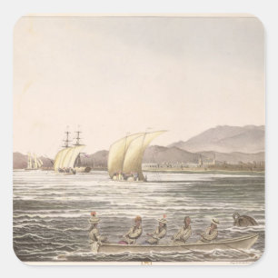 Sticker Carré Vue de Manille, Philippines, 1826