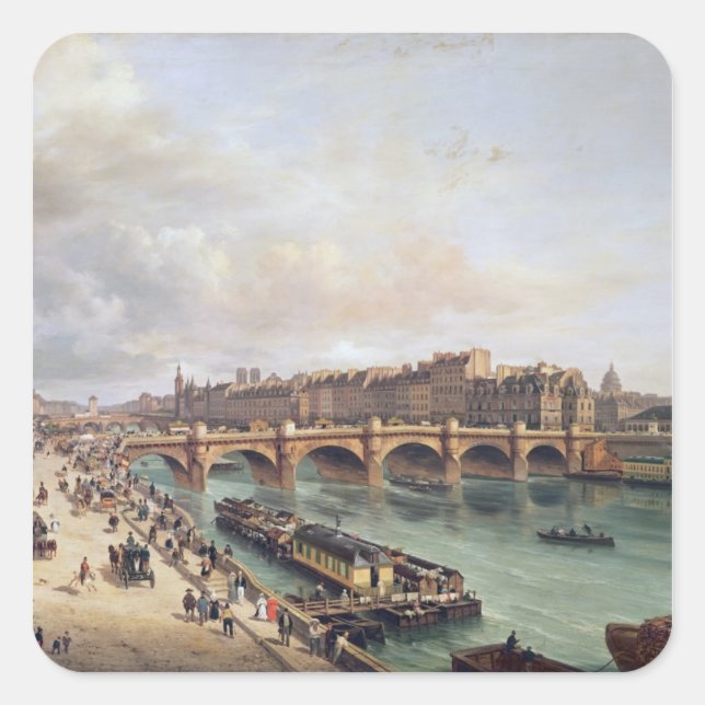 Sticker Carré Vue de Pont Neuf, 1832 (Devant)