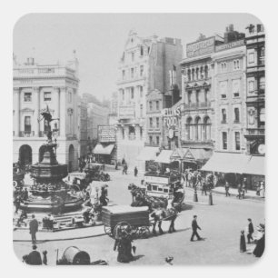 Sticker Carré Vue du cirque de Piccadilly, C. 1900