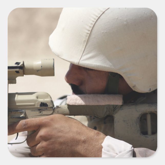 Sticker Carré Vue d'un sergent de l'armée irakienne dans une por (Devant)