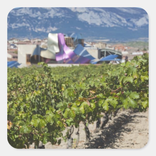 Sticker Carré Vue élevée sur la ville et Hôtel Marques de Riscal (Devant)
