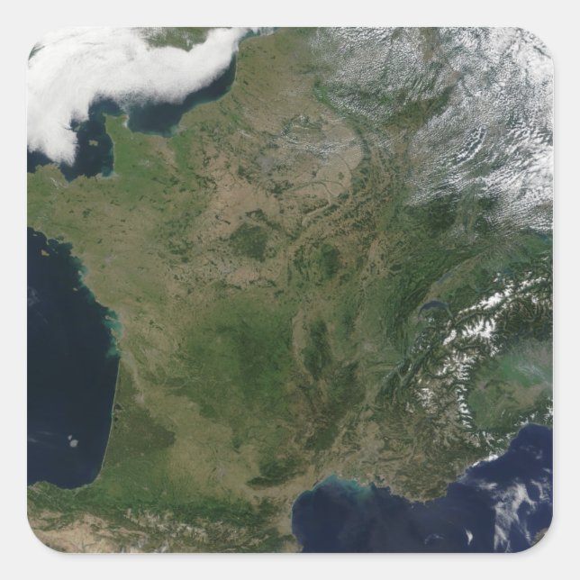 Sticker Carré Vue satellite de la France (Devant)