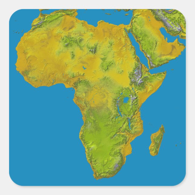Sticker Carré Vue topographique de l'Afrique (Devant)