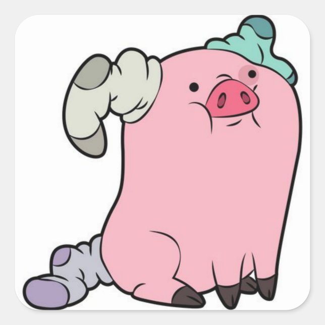 Sticker Carré Waddles in socks (Devant)