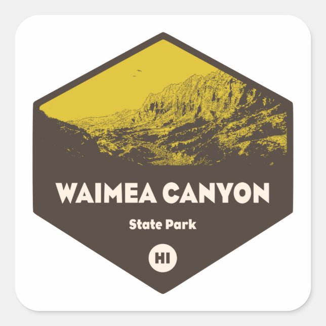 Sticker Carré Waimea Canyon State Park Hawaii (Devant)