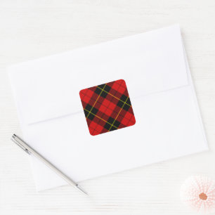 Sticker Carré Wallace tartan rouge noir plaid