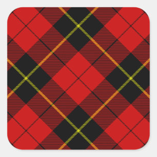 Sticker Carré Wallace tartan rouge noir plaid