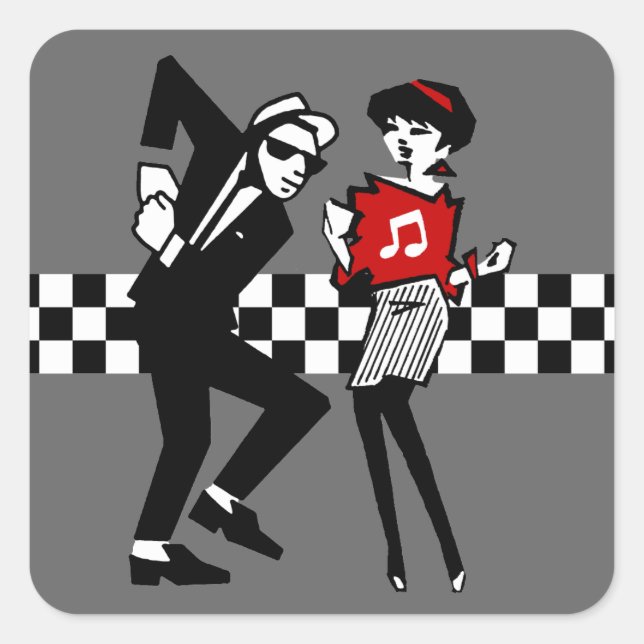 Sticker Carré Walt Jabsco & Betty Beat en Grey II (Devant)