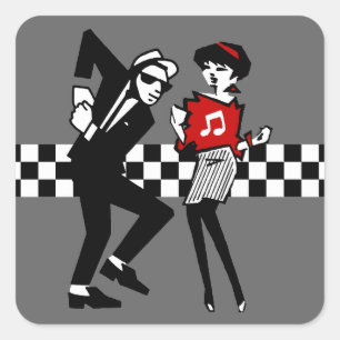 Sticker Carré Walt Jabsco & Betty Beat en Grey II