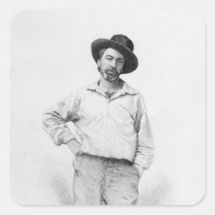 Sticker Carré Walt Whitman, frontispice au 'feuille de