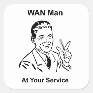 Sticker Carré WAN Man À Votre Service Retro Tech