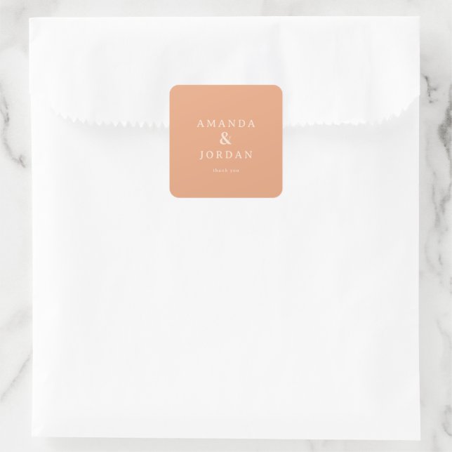 Sticker Carré Warm Peach Minimalist Gratitude (Sac)