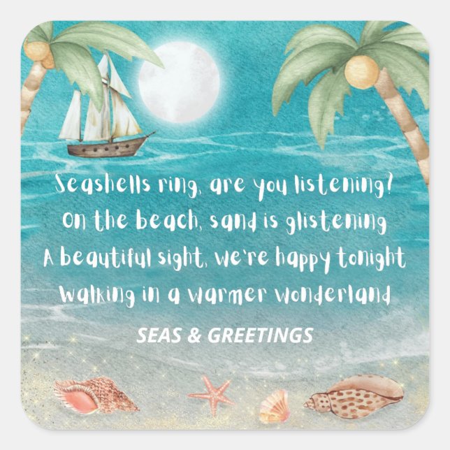Sticker Carré Warmer Wonderland Tropical Beach Christmas (Devant)